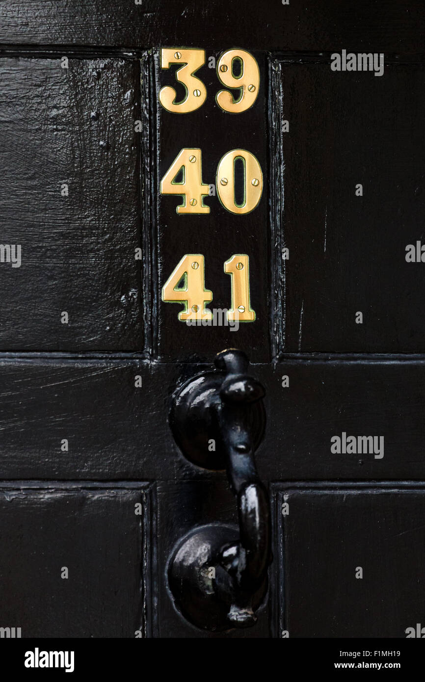 Brass Door numbers UK Stock Photo