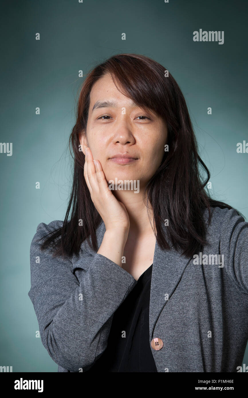 Han Kang, the South Korean writer, at the Edinburgh International Book Festival 2015. Edinburgh, Scotland. 16th August 2015 Stock Photo