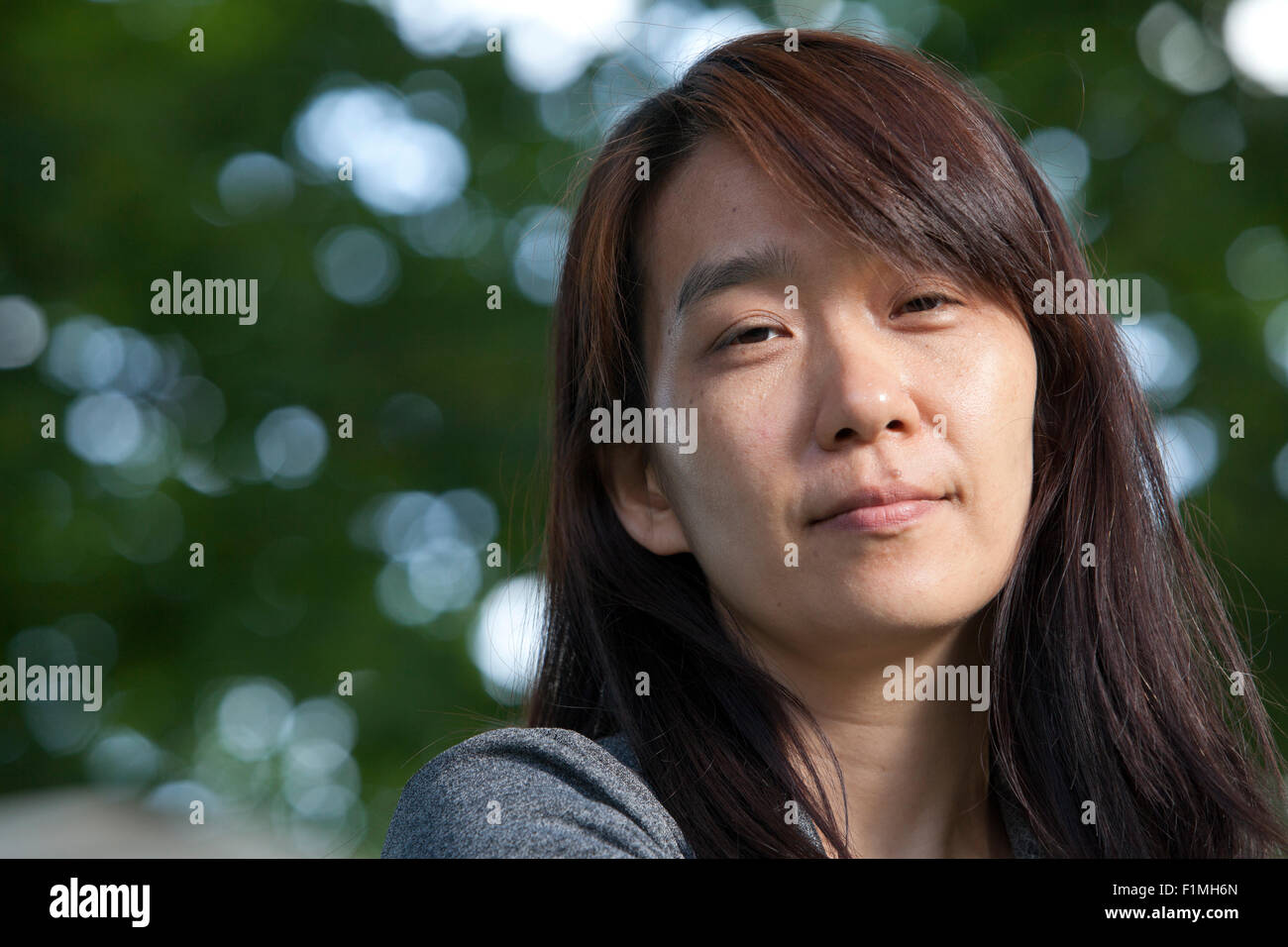 Han Kang, the South Korean writer, at the Edinburgh International Book Festival 2015. Edinburgh, Scotland. 16th August 2015 Stock Photo