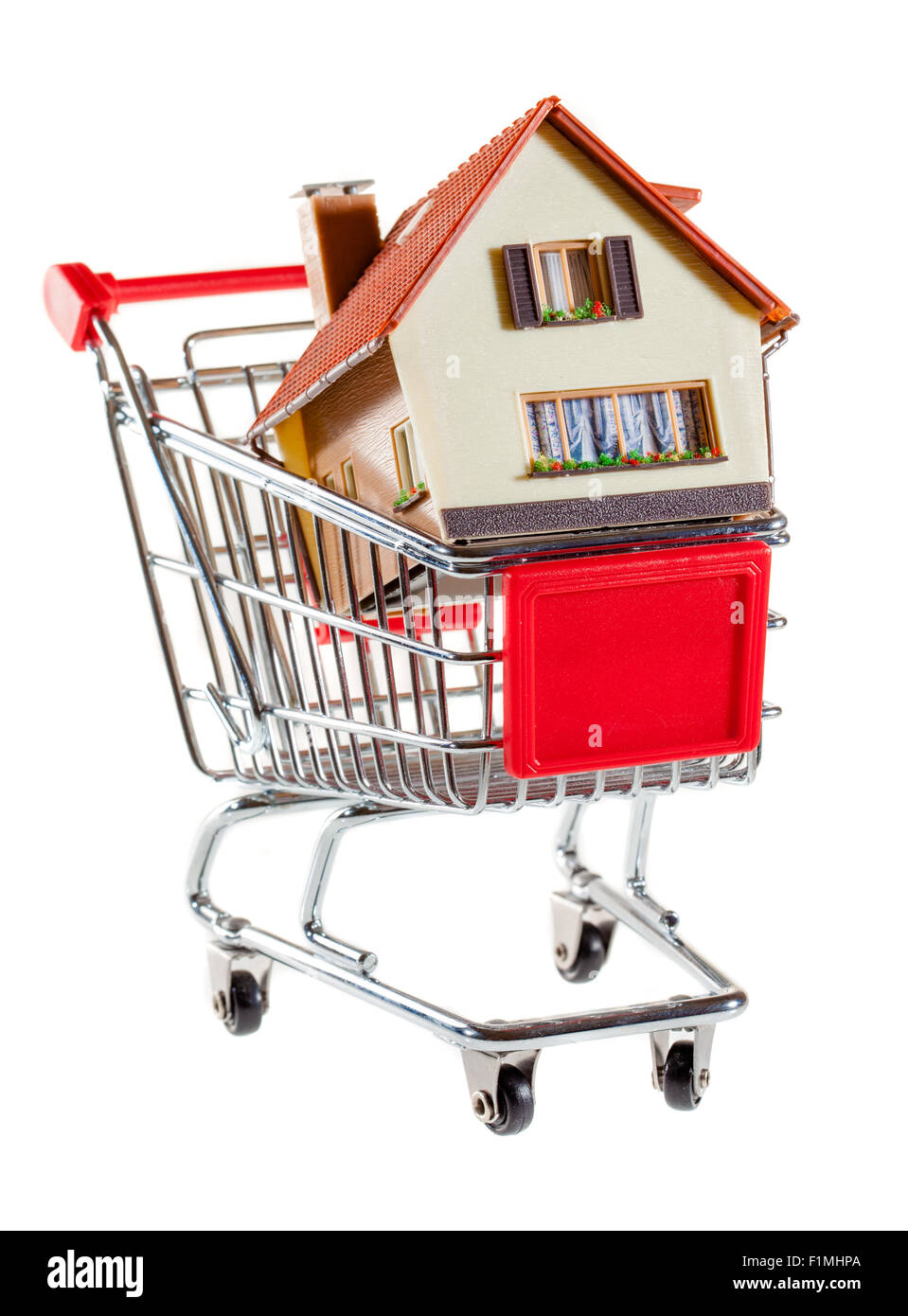 shopping cart and house on a white background Stock Photo