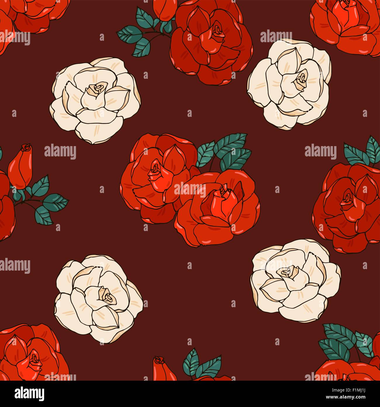 seamless pattern with roses Stock Vector Image & Art - Alamy