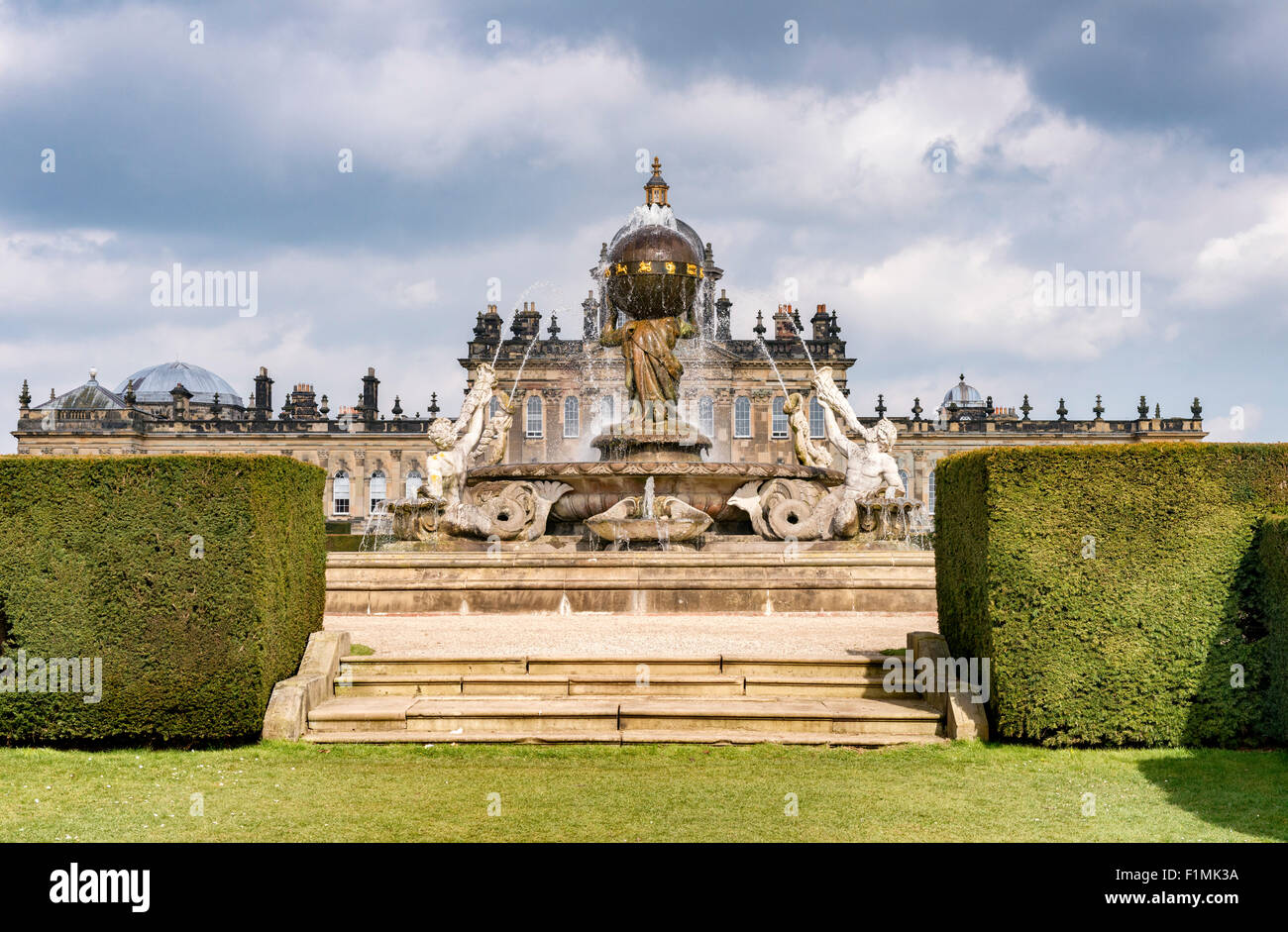The Atlas fountain at Castle Howard, North Yorkshire Stock Photo