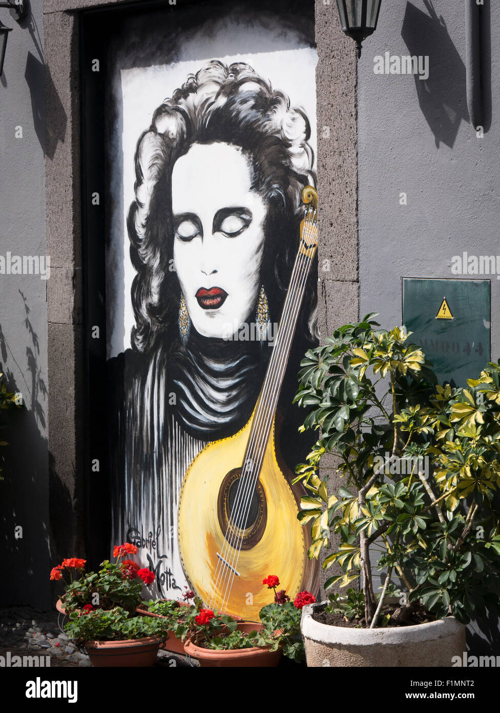 The Painted Doors of Funchal Old Town, Madeira, Portugal. Art of open doors project in Rua de The Painted Doors of Funchal Old Town, Madeira, Portugal. Art of open doors project in Rua de