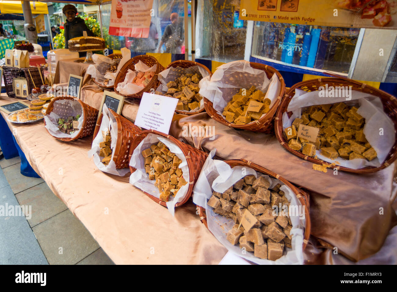 A Fudge stall at Wolverhampton Street market west midlands UK Stock Photo