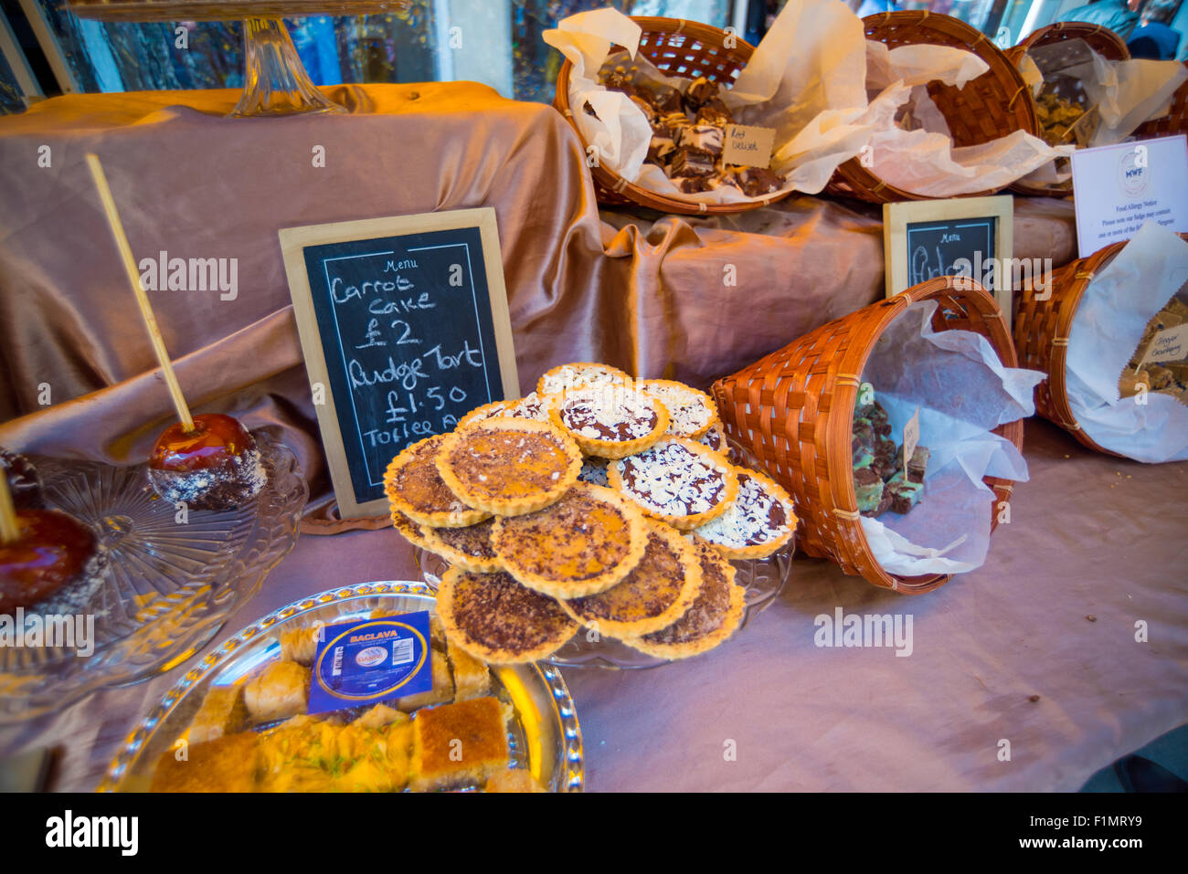 A Fudge and cake stall at Wolverhampton Street market west midlands UK