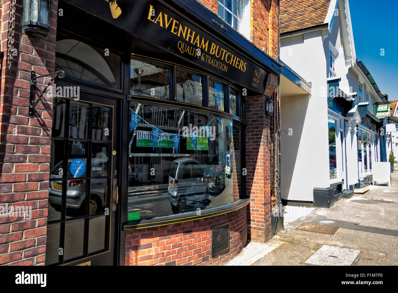 Lavenham Butchers shop, High Street, Lavenham, Suffolk, UK Stock Photo