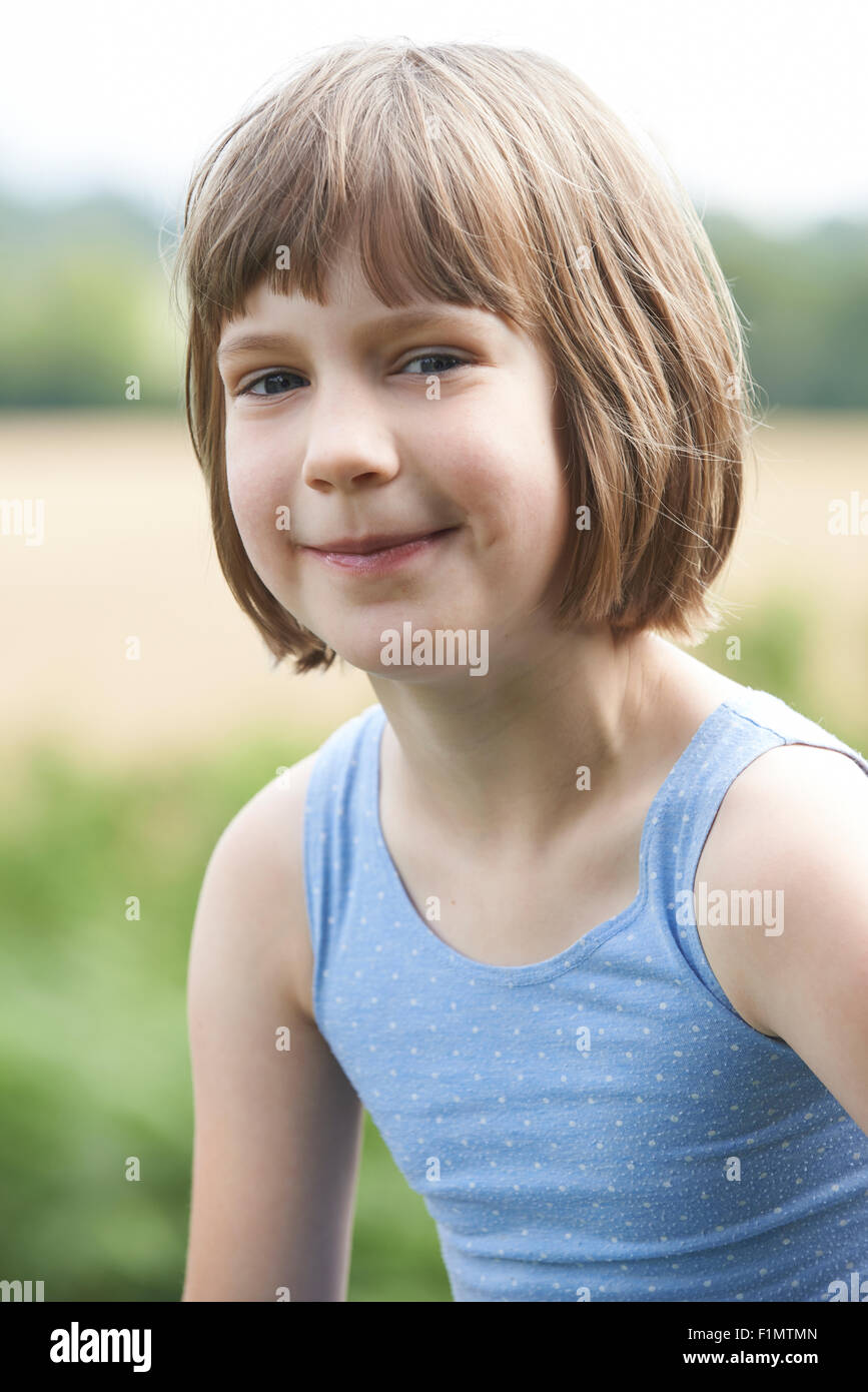 Outdoor Head And Shoulders Portrait Of Girl Stock Photo Alamy