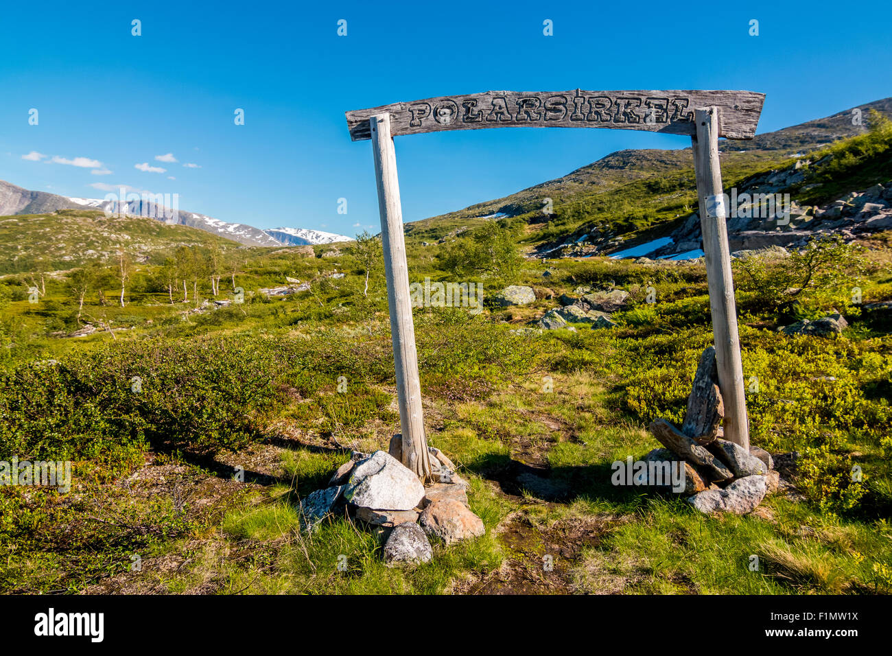 Gate at the Arctic Circle. Stock Photo