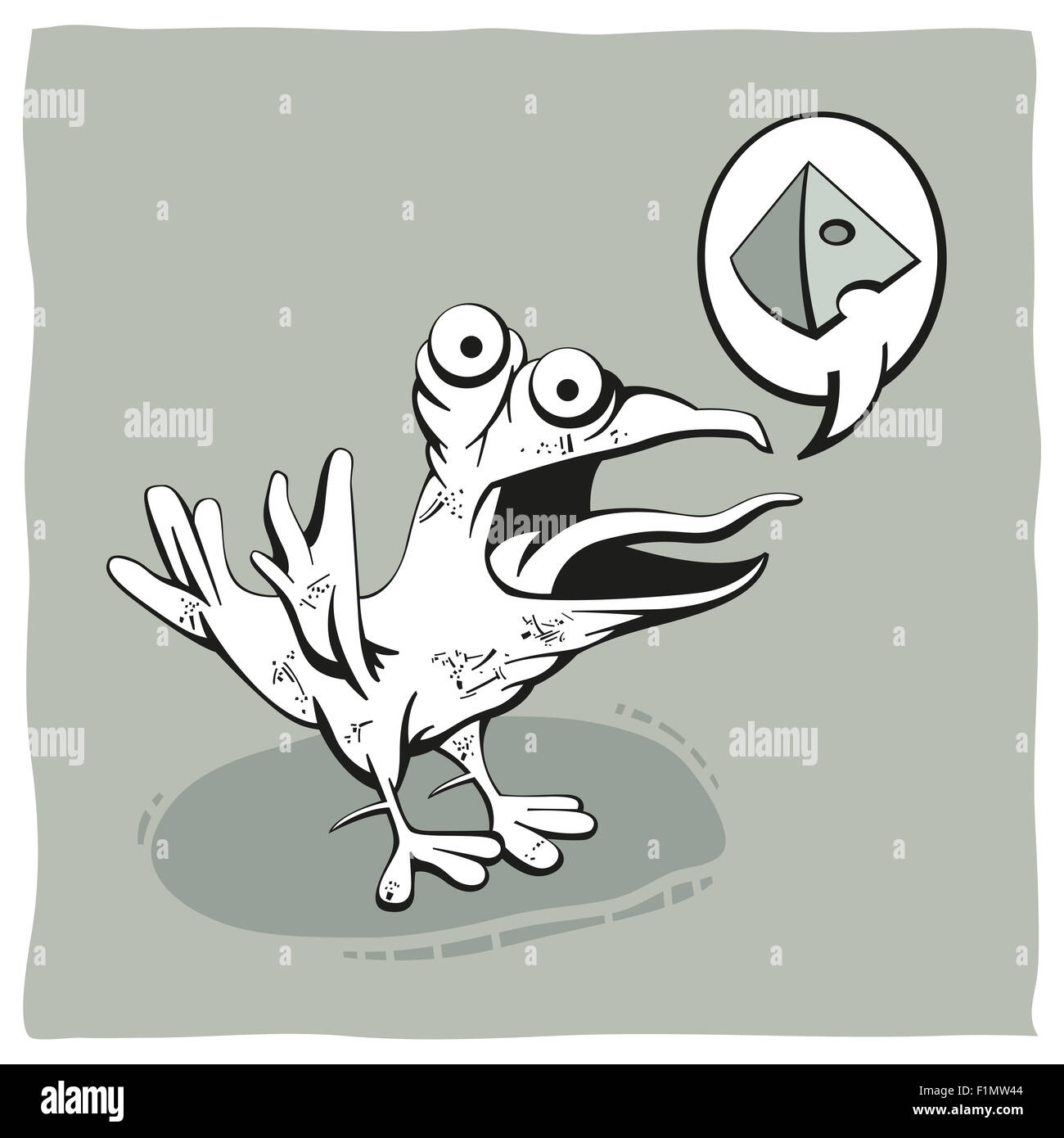 Hungry crow is asking for cheese Stock Photo Alamy