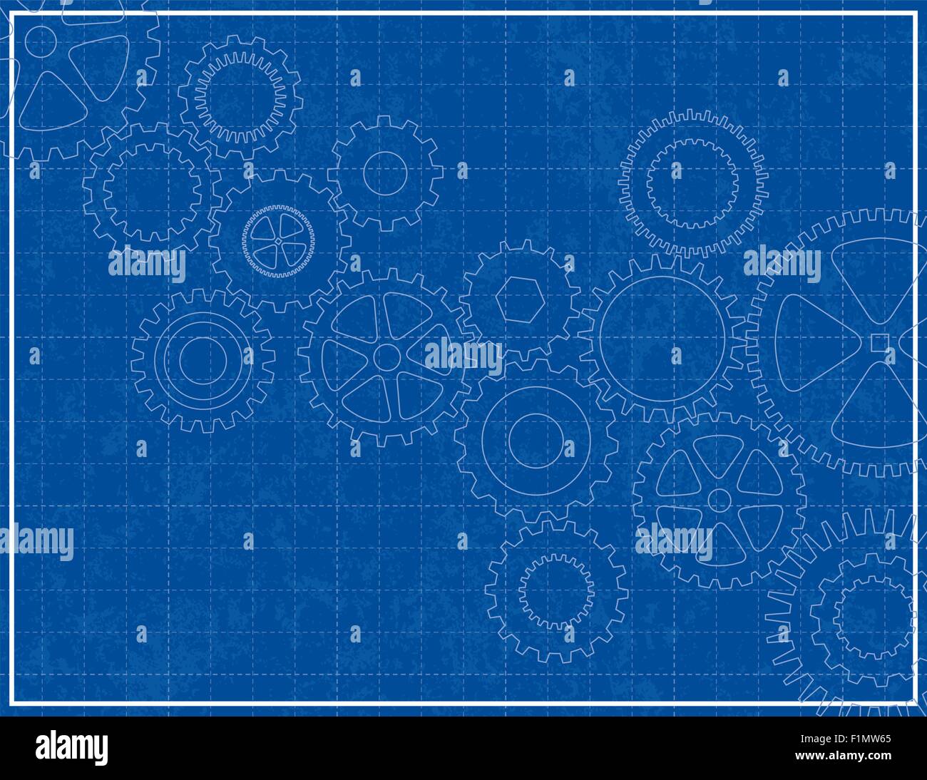 Blueprint Background with cogs Stock Vector