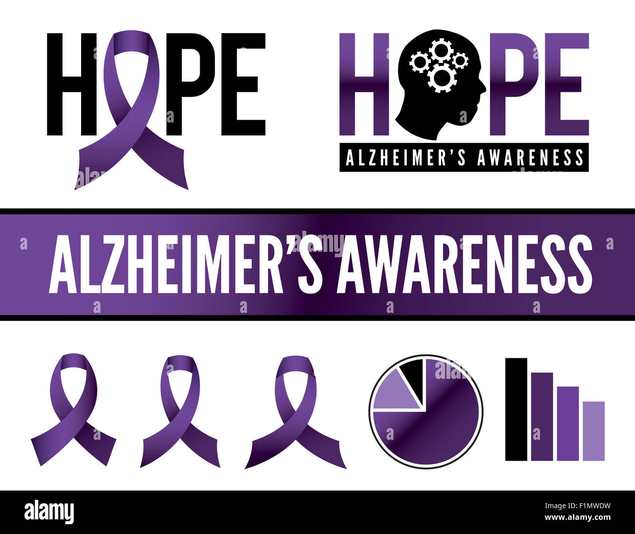Alzheimer's disease awareness icons, badges, and graphics. Vector EPS ...