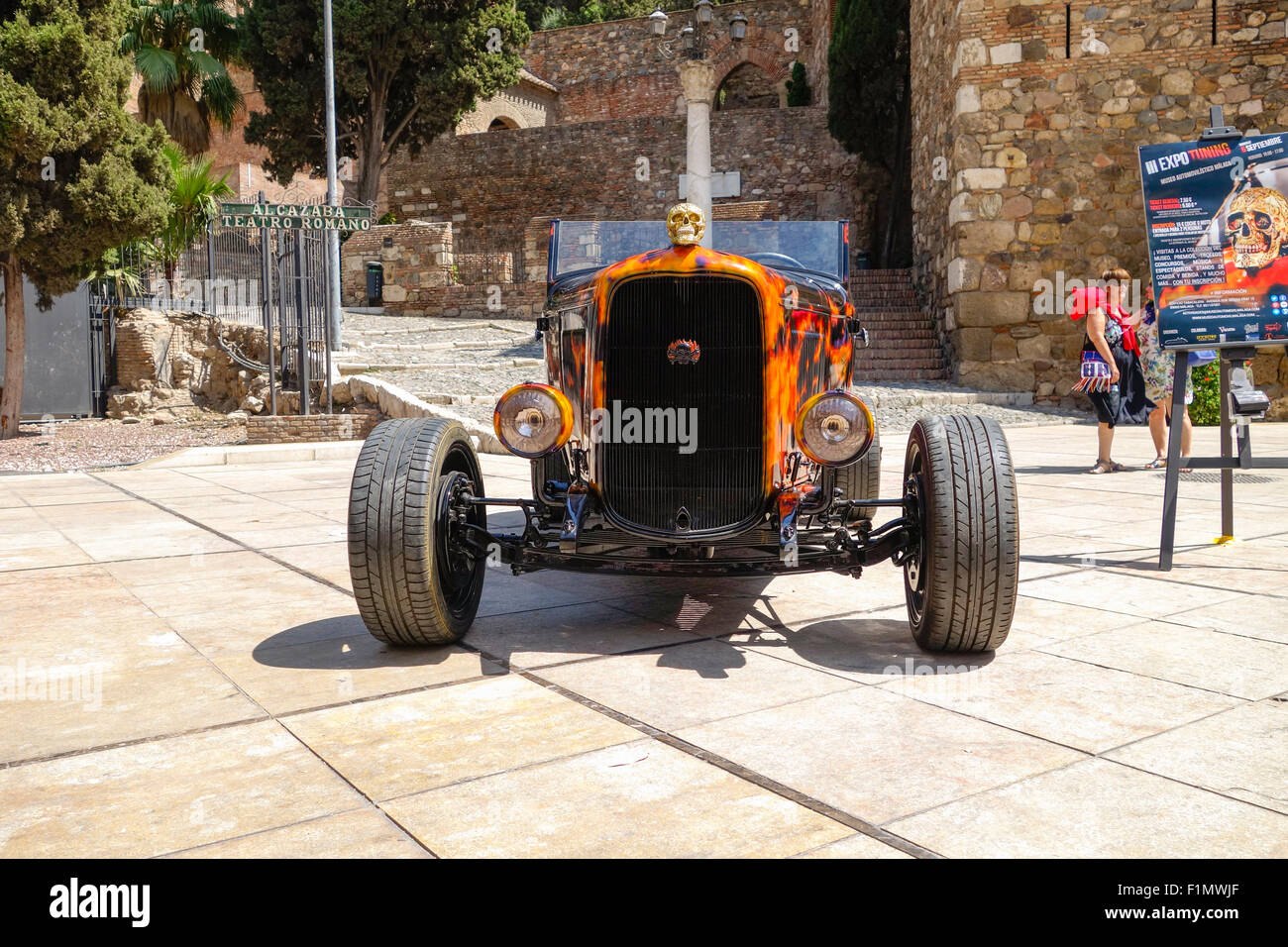Frontal of a tuned 1929 Ford A, 4 cilinder 50 HP 3300cc. Malaga, Spain. Stock Photo
