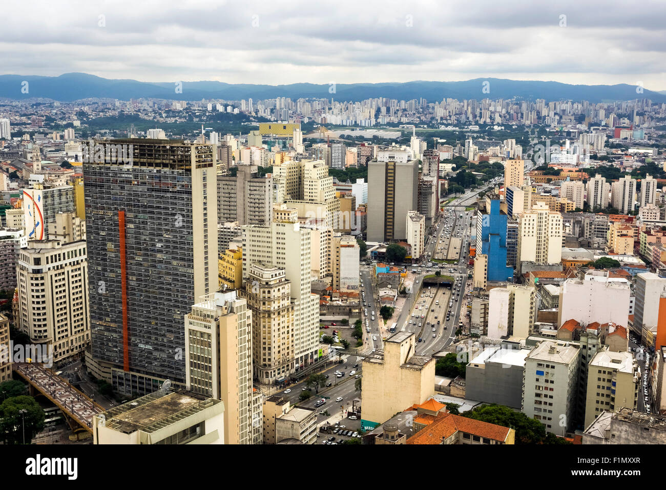 Aerial view of Sao Paulo cityscape, Brazil. Stock Photo