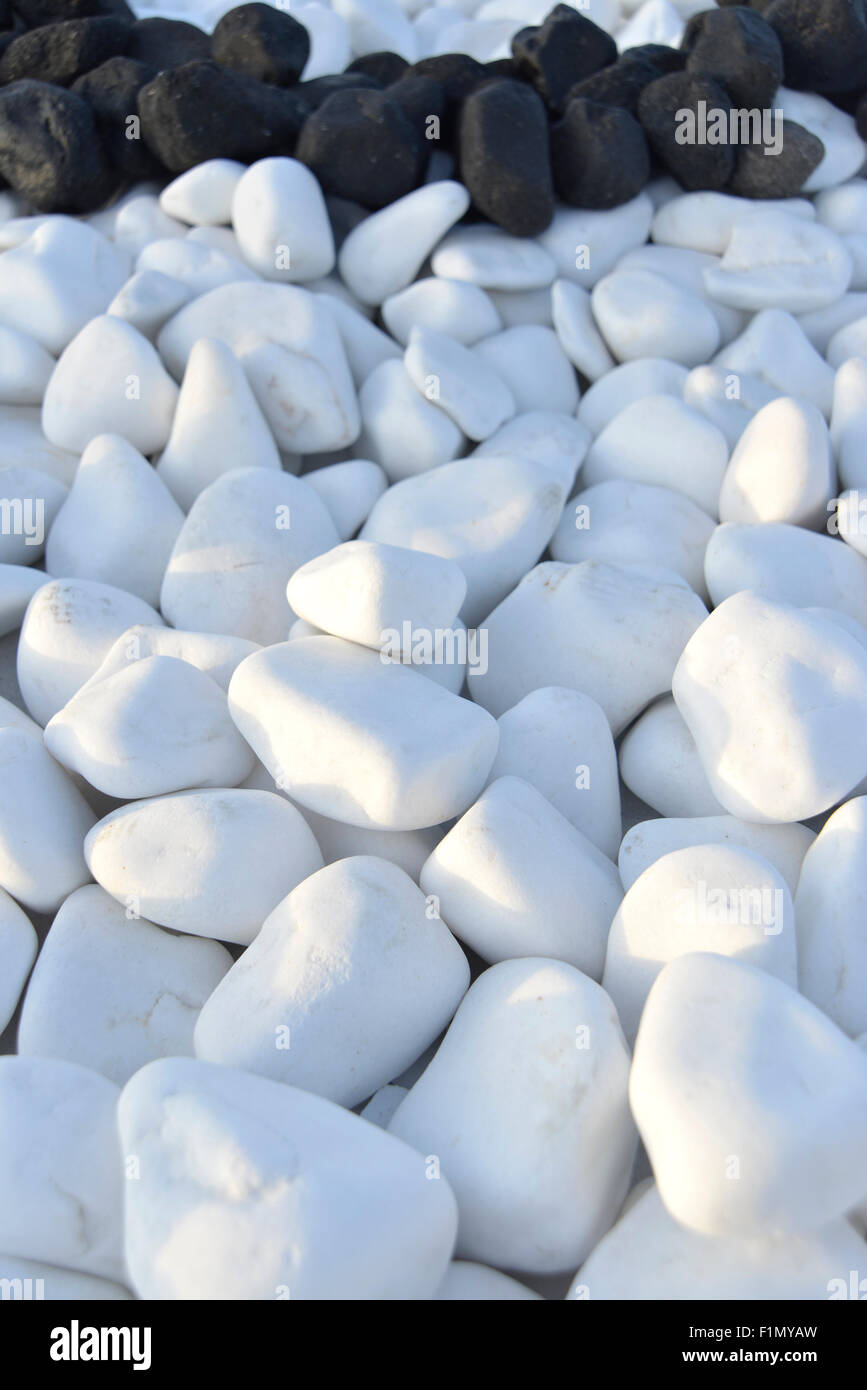 Close up of white stones, pebbles background Stock Photo
