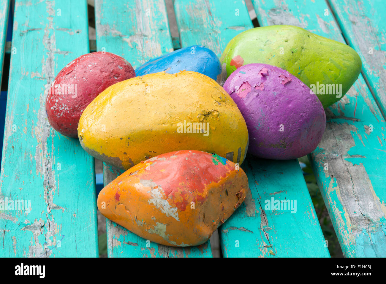 Colorful stones in garden Stock Photo - Alamy