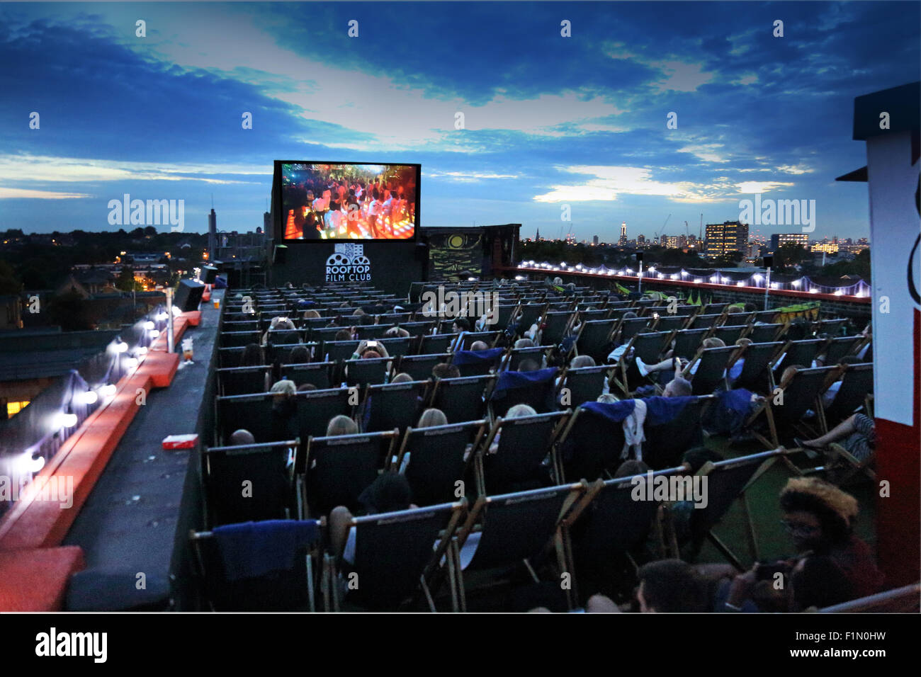 The openair cinema on the roof of Peckham's Bussey Building. An