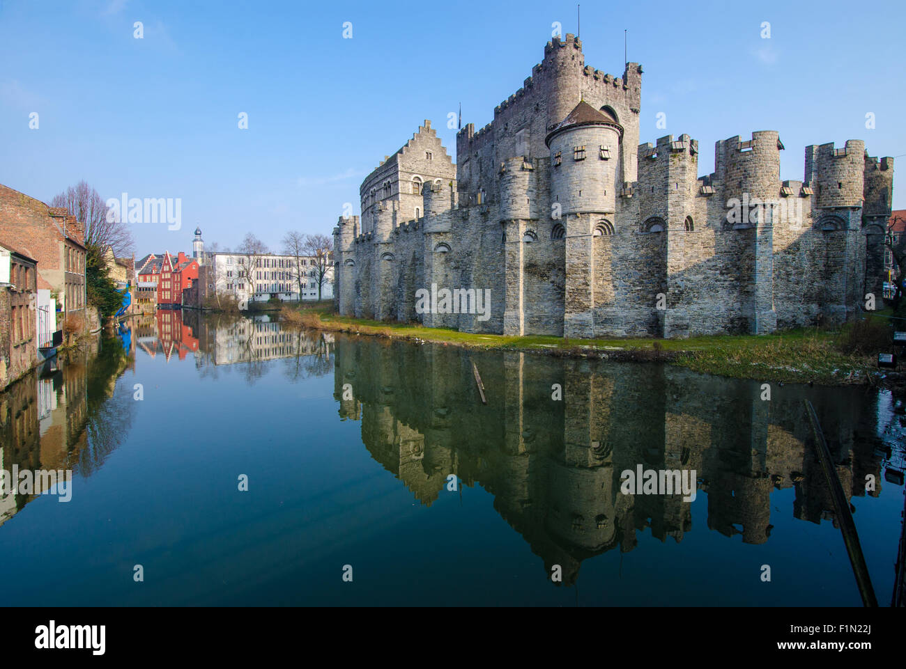 A water reflection of Gravesteen. Stock Photo