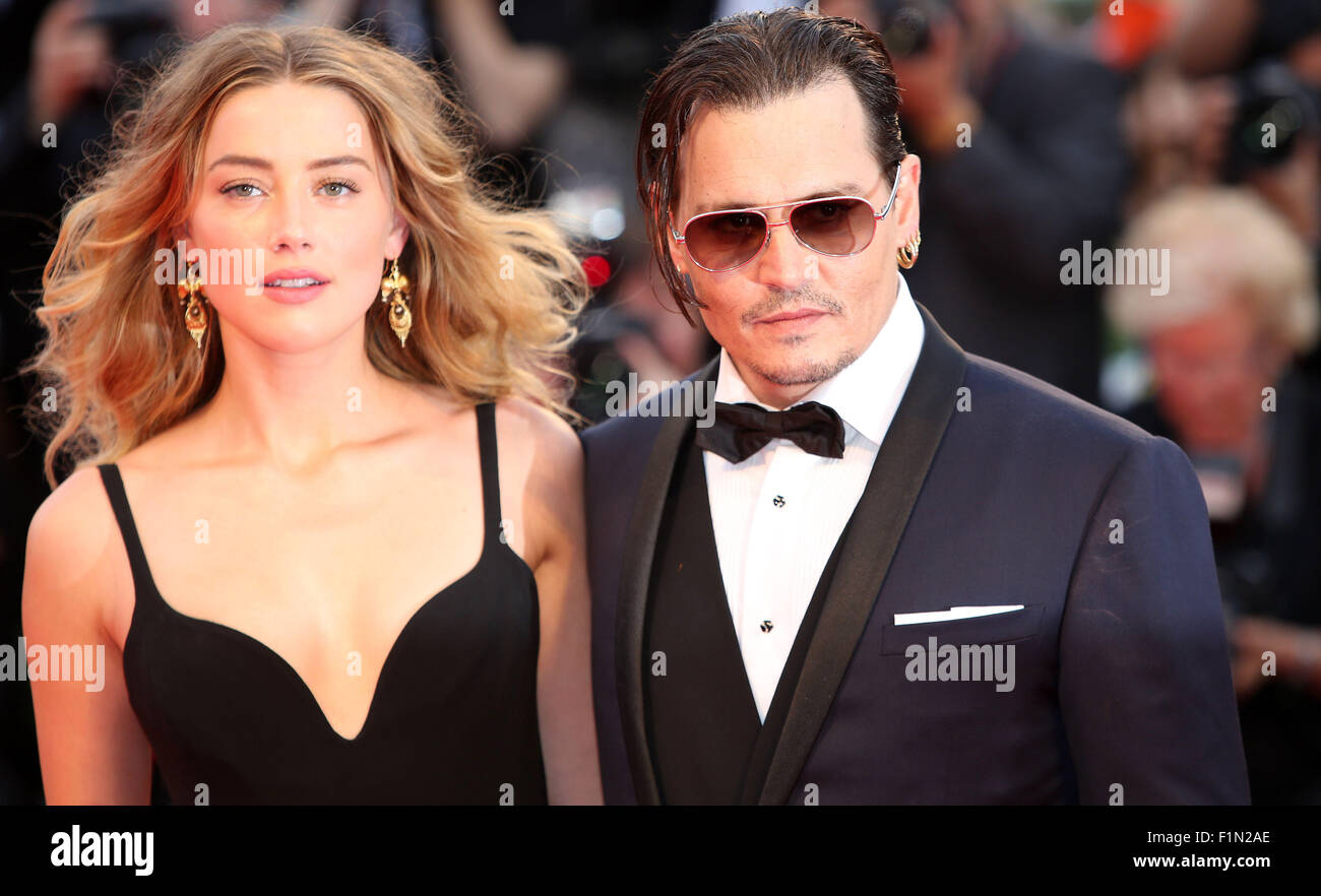 Venice, Italy. 4th September, 2015. Johnny Depp and Amber Heard attends Black Mass premiere during the 72nd Venice Film Festival on 4 Septmember, 2015 in Venice Credit:  Andrea Spinelli/Alamy Live News Stock Photo