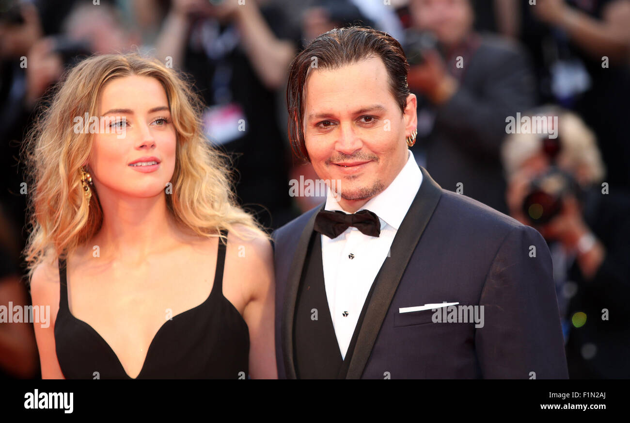 Venice, Italy. 4th September, 2015. Johnny Depp and Amber Heard attends Black Mass premiere during the 72nd Venice Film Festival on 4 Septmember, 2015 in Venice Credit:  Andrea Spinelli/Alamy Live News Stock Photo
