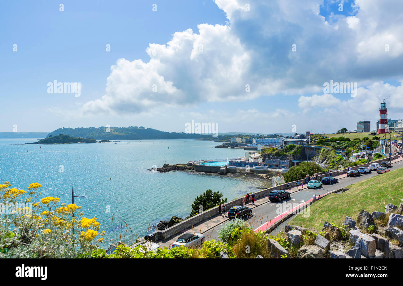 The seafront on the Hoe viewed from the Citadel, Plymouth, Devon, England, UK Stock Photo