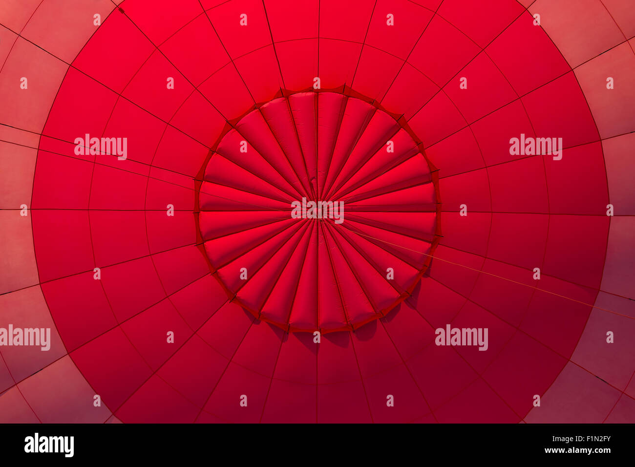 geometric abstract view inside a red hot air balloon Stock Photo