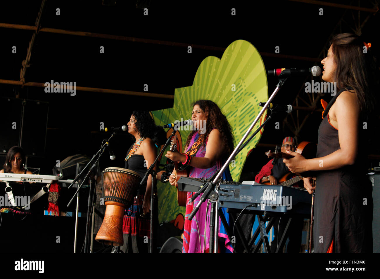 All women indian music band INDIVA performing live at Storm music festival, 2014 Stock Photo Alamy