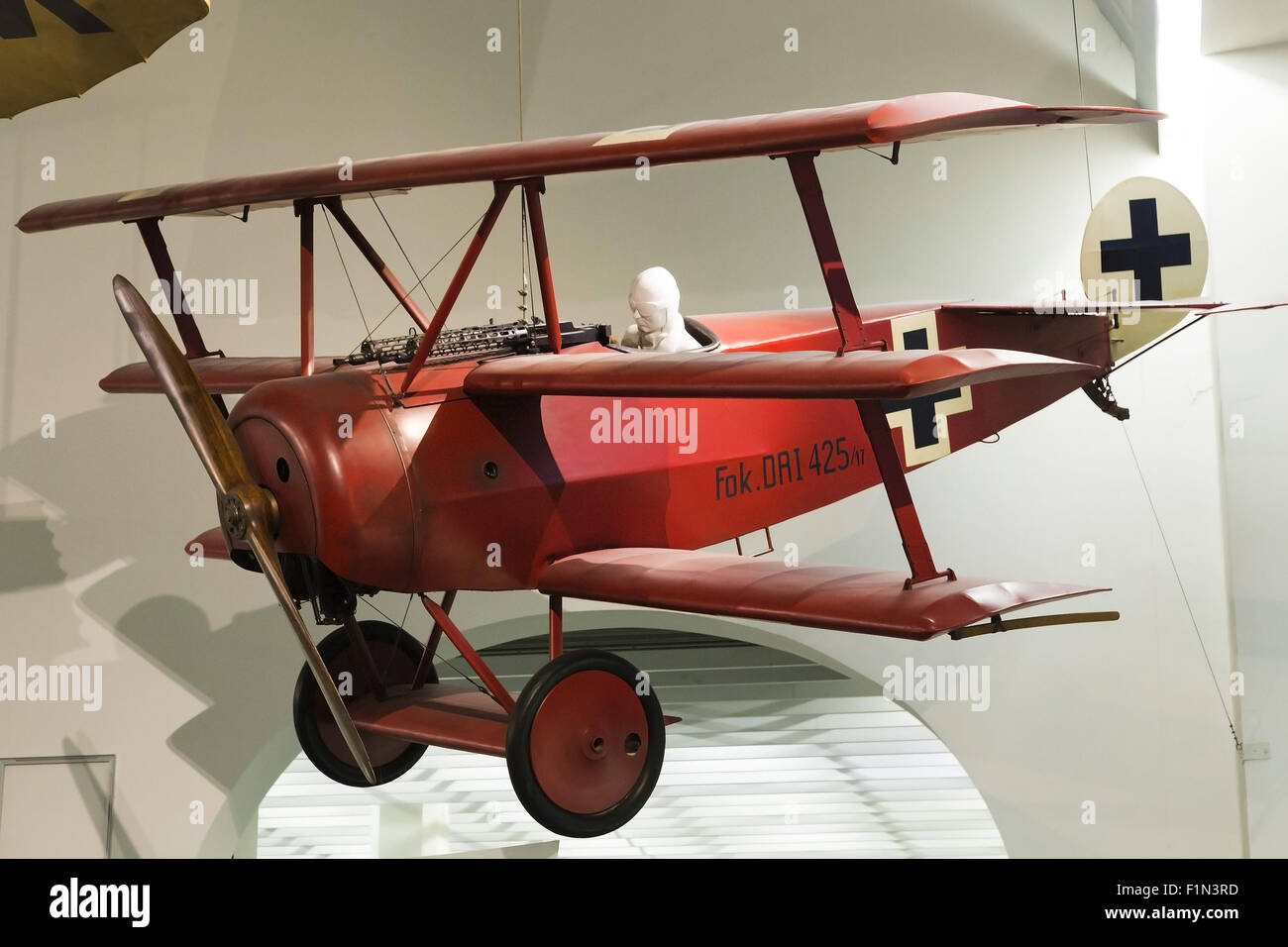 Munich Deutsches Museum: Fokker Dr.1 Triplane, made famous by Manfred Albrecht Freiherr von Richthofen, the 'Red Baron'. Stock Photo