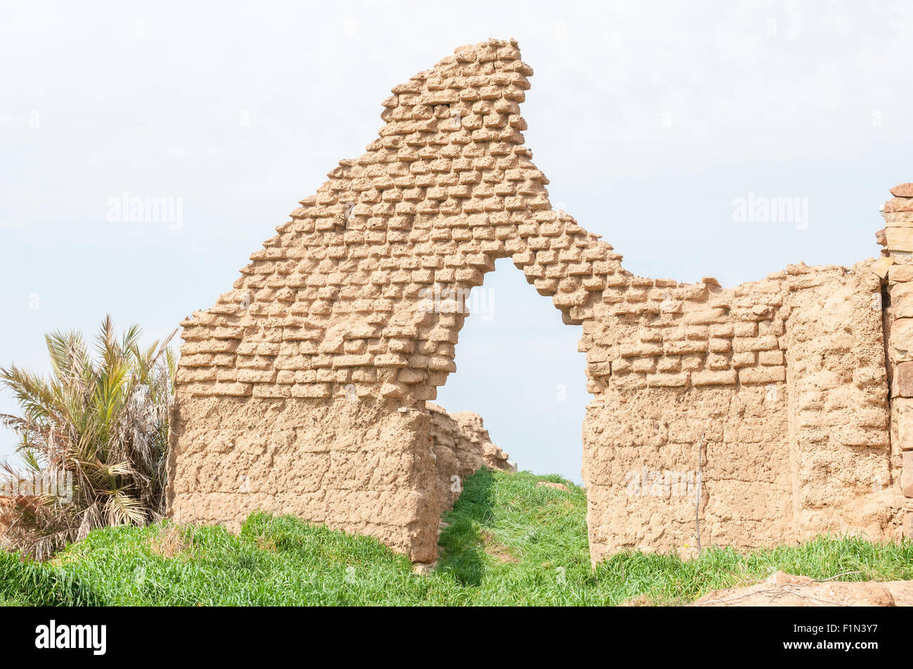 Ruins of a building at Matjiesfontein near Nieuwoudtville in South Africa, built using mud and straw bricks Stock Photo