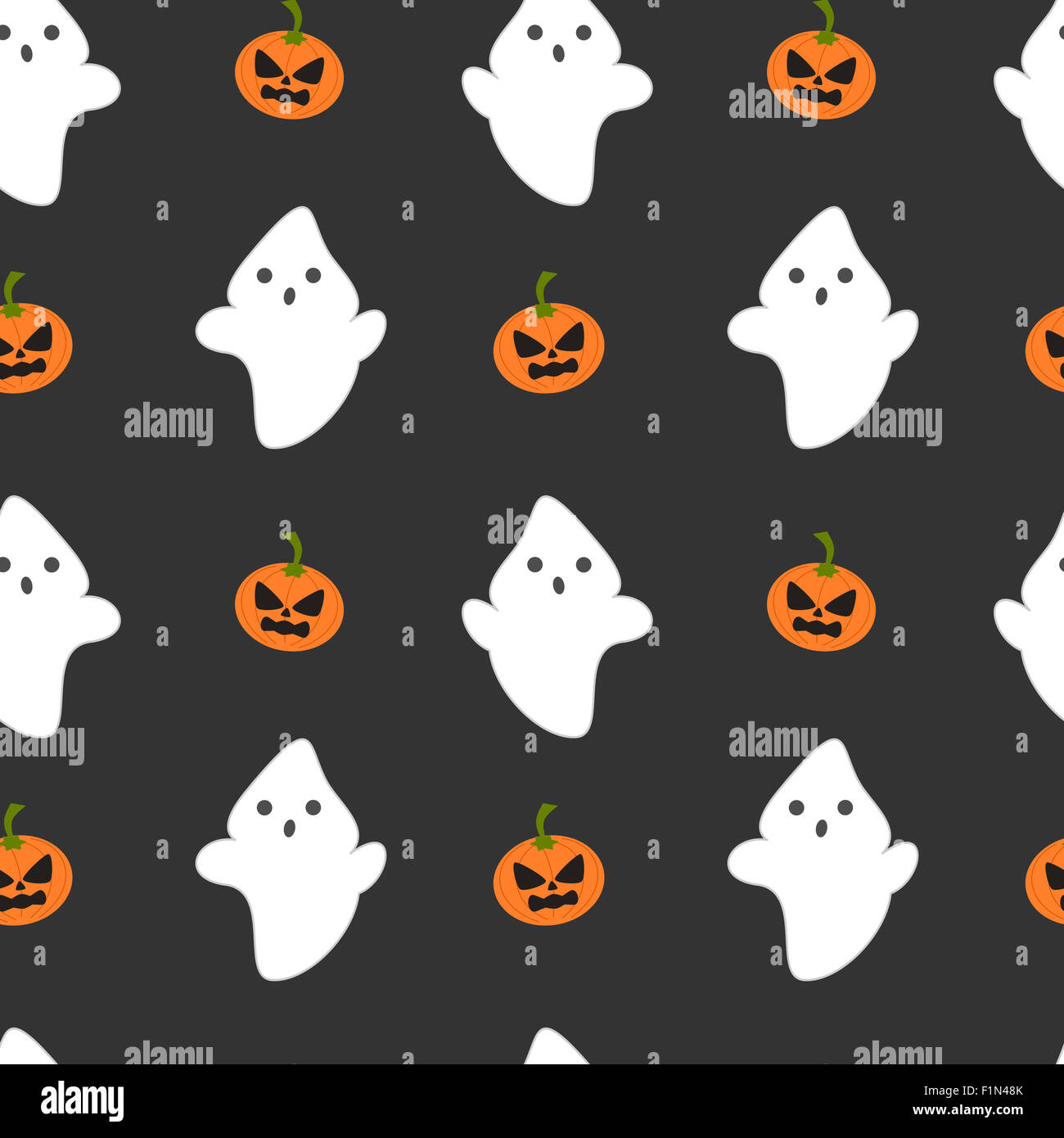 Cartoon ghost and pumpkin seamless halloween pattern background ...