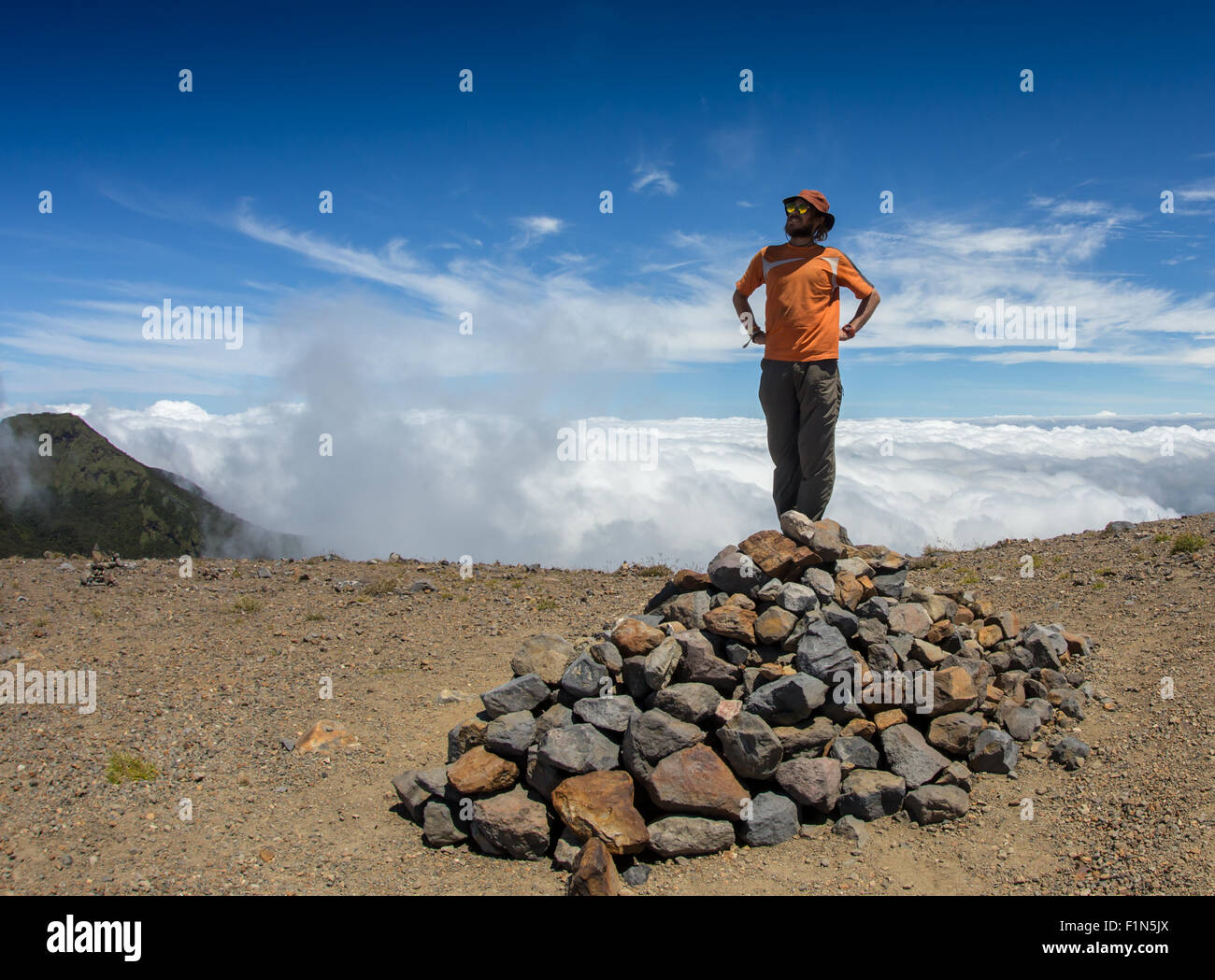 girl sits on the edge of cliff Stock Photo - Alamy