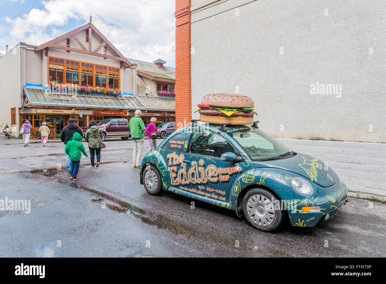 Eddie Burger delivery car, Banff, Alberta, Canada Stock Photo