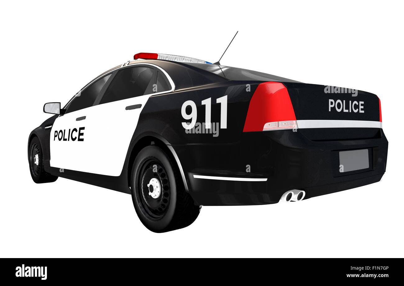 Police Car Rear View. Police Car Isolated on White Stock Photo Alamy