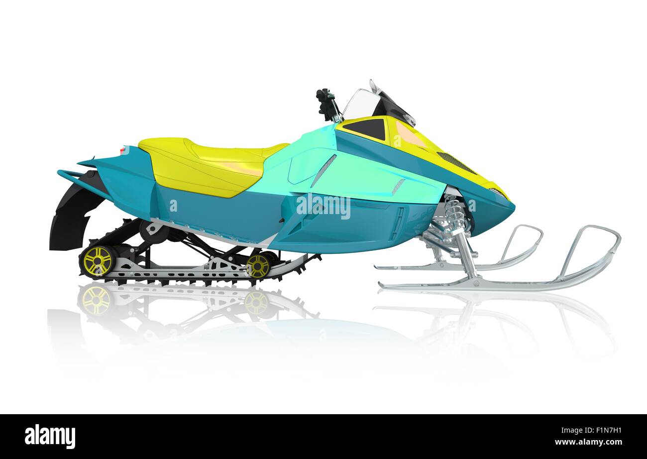 Snowmobile, motor sled vehicle, snow jet ski isolated on white background,  3D rendering Stock Photo - Alamy