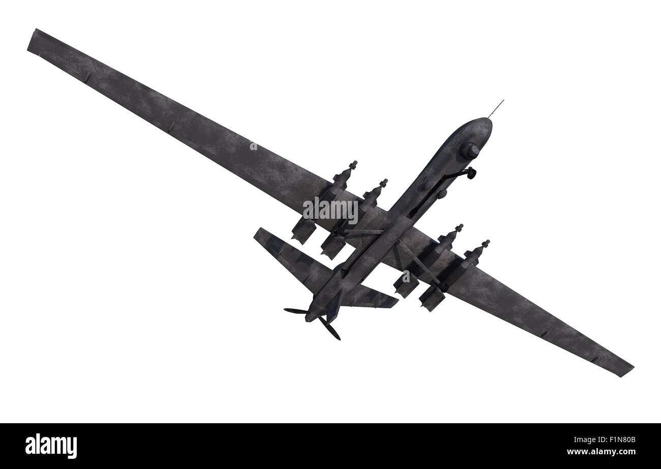 Military Drone Isolated on White Background. Drone Bottom View Stock ...