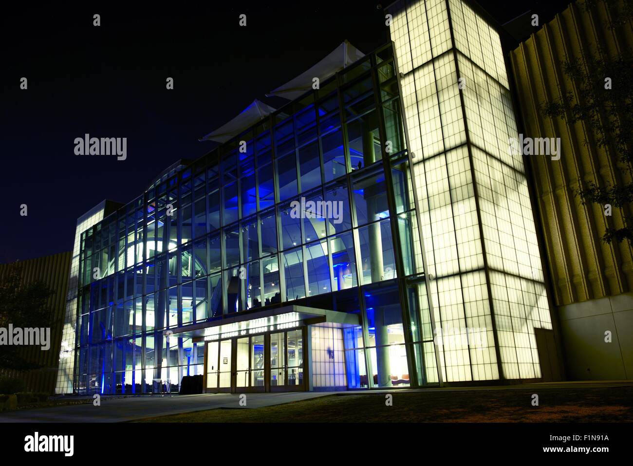 FOR EDITORIAL USE ONLY. Denver Museum of Nature and Science at Night. Denver, Colorado, United States. Stock Photo