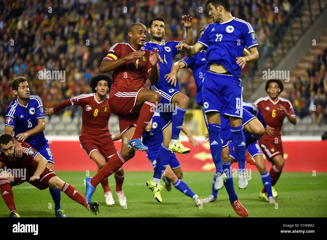 03.09.2015. Brussels, Belgium, Euro 2016 Qualification Football Belgium versus Bosnia Herzegovina. Fellaini Marouane Stock Photo