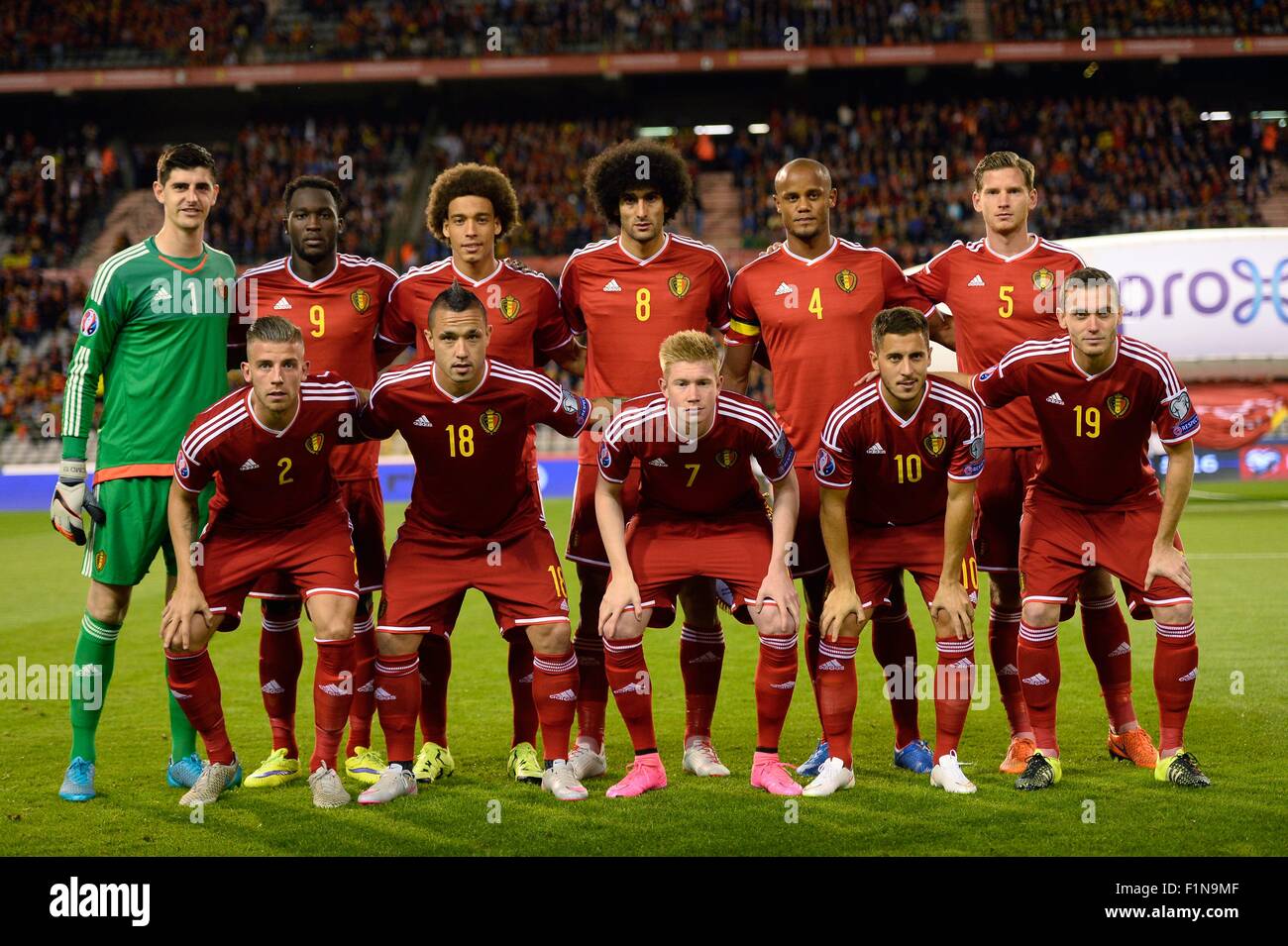 03.09.2015. Brussels, Belgium, Euro 2016 Qualification Football Belgium versus Bosnia Herzegovina. team of Belgium Stock Photo