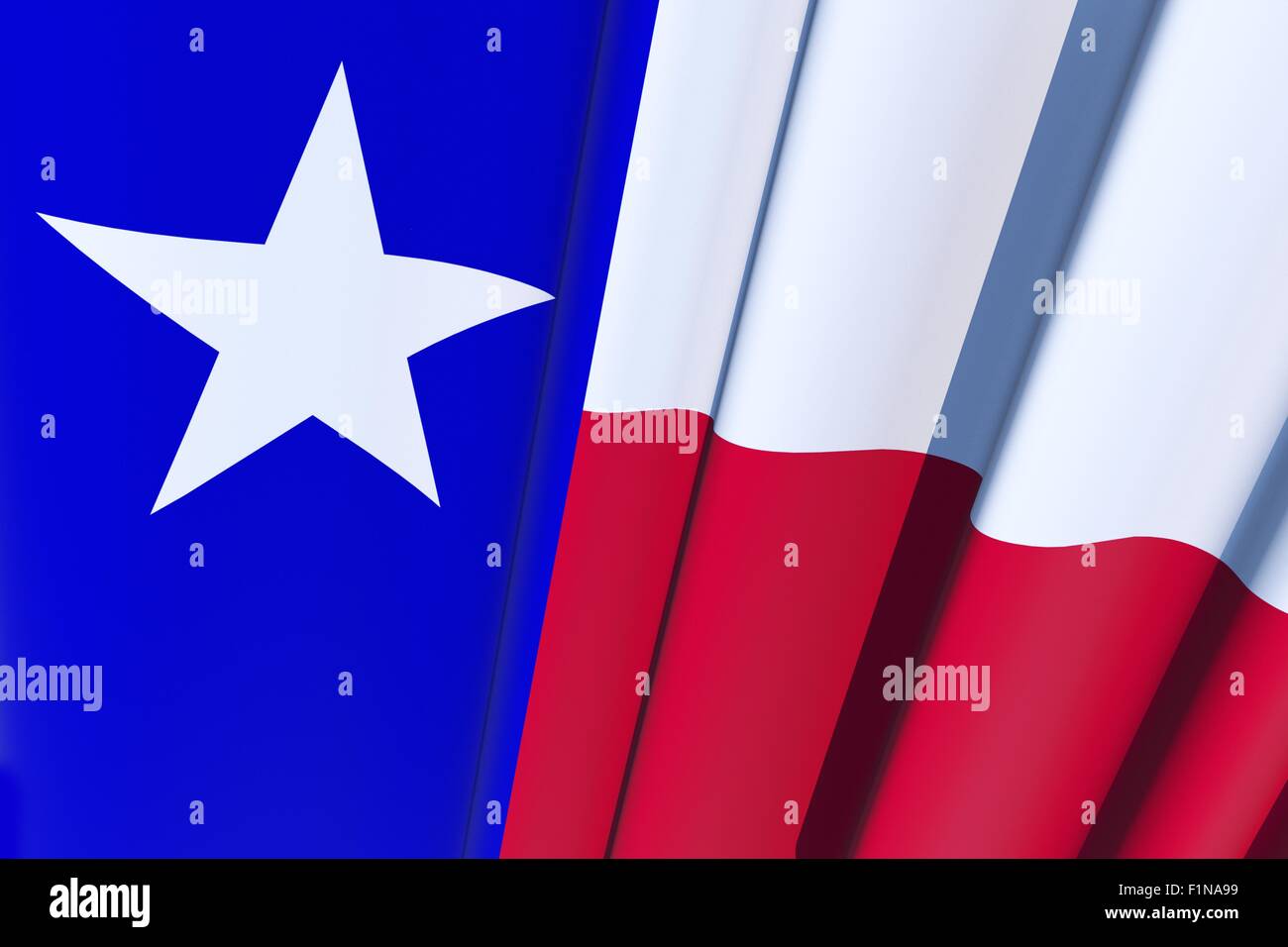 Texas State Flag, United States of America. 3D Texas Flag Render Illustration. Stock Photo
