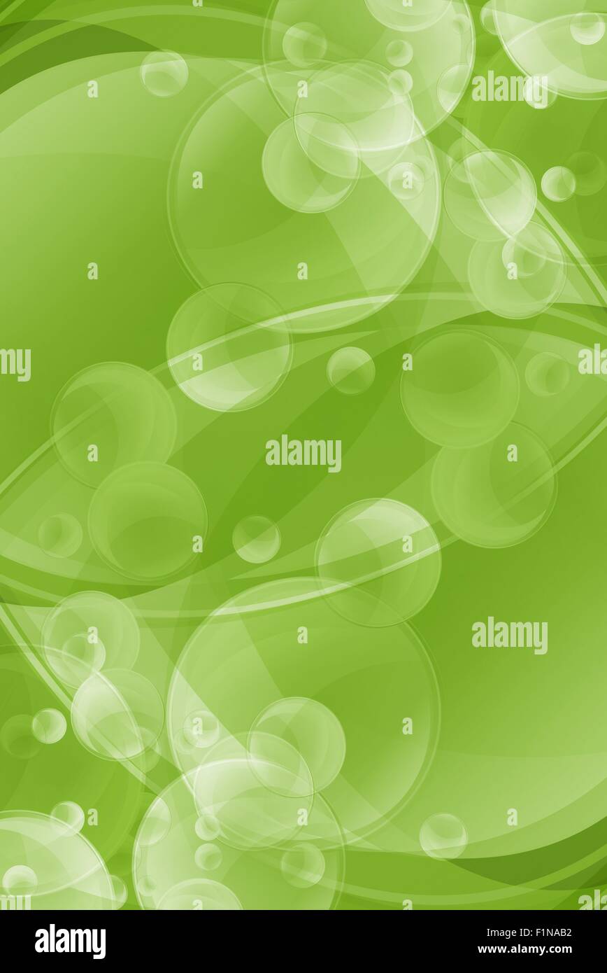 Green Bubbles Abstract Background Illustration. Vertical Design Stock
