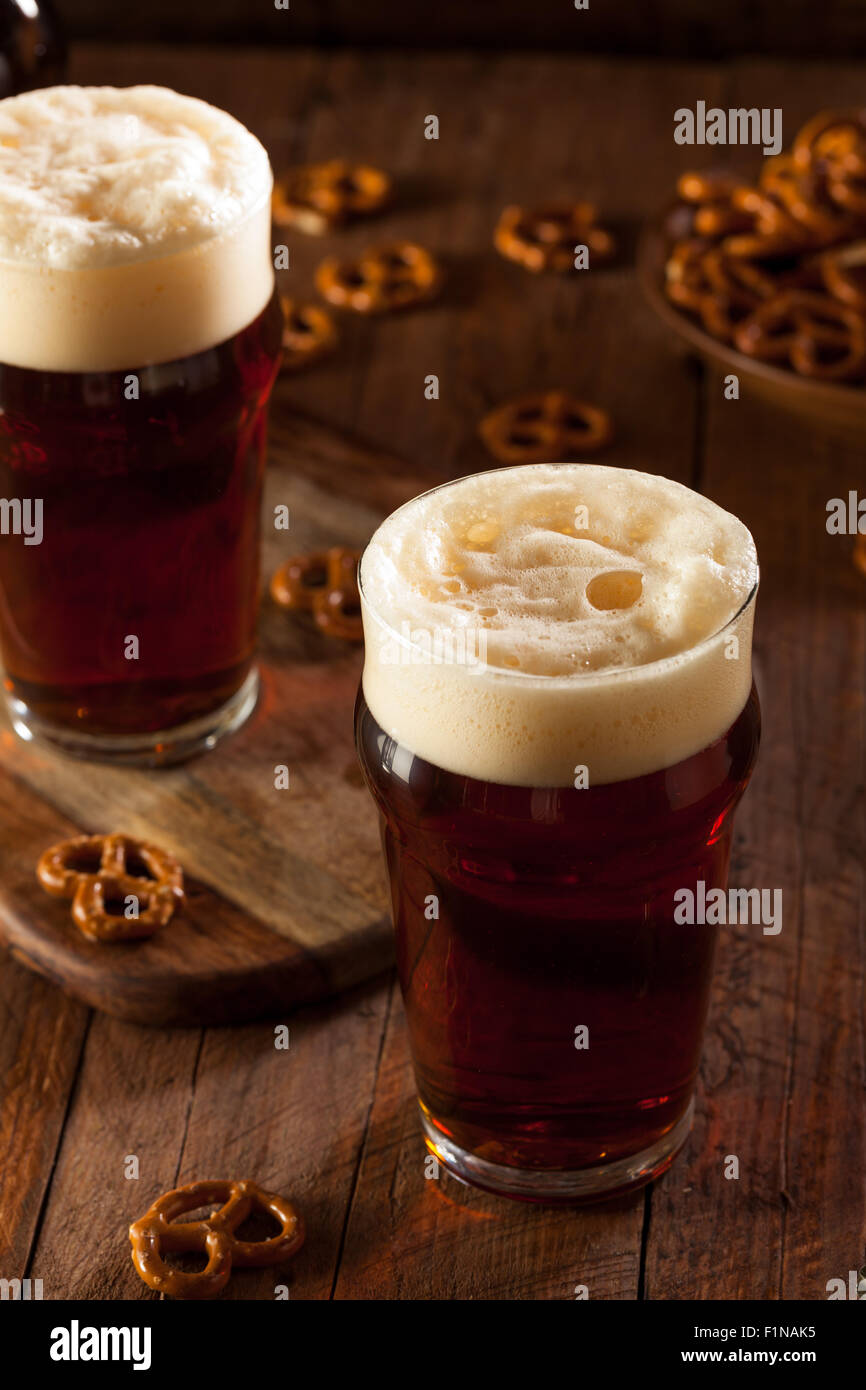 Fresh Brewed Oktoberfest Autumn Ale in a Pint Glass Stock Photo