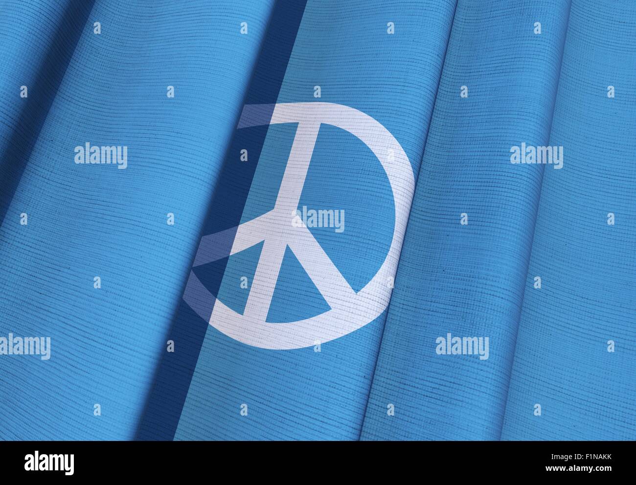 Blue Waving Peace Flag 3D Illustration. Stock Photo