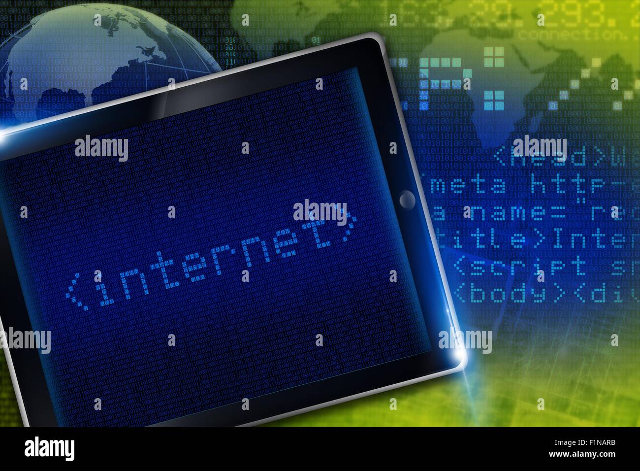Internet Technology Concept Illustration. Digital Background and Tablet ...