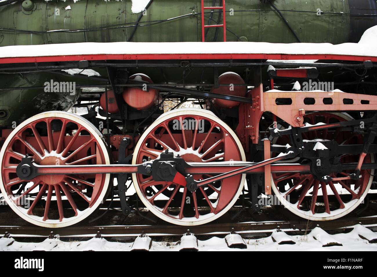 Steam Locomotive Wheels and Rods Details. Railroad Transportation ...