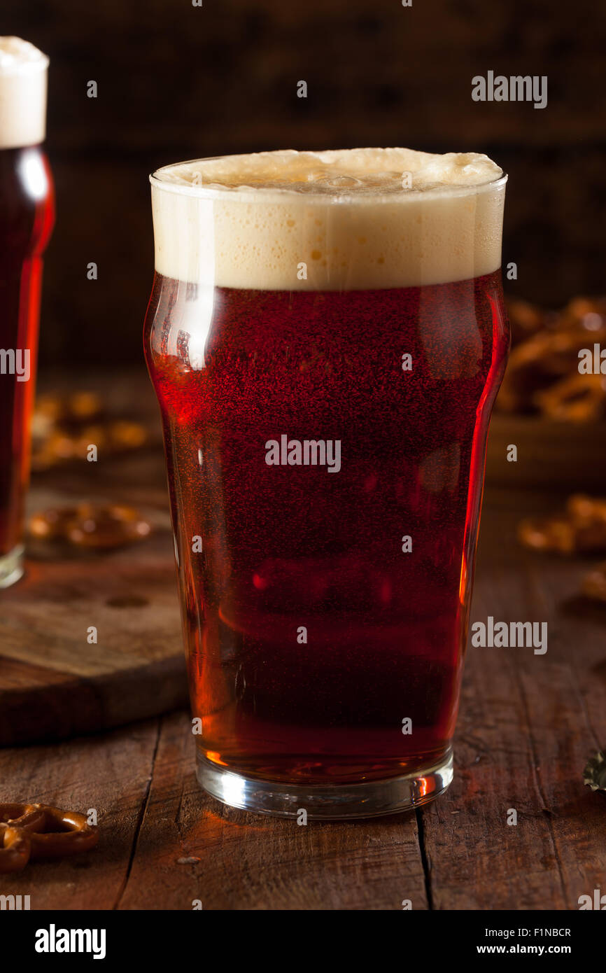 Fresh Brewed Oktoberfest Autumn Ale in a Pint Glass Stock Photo
