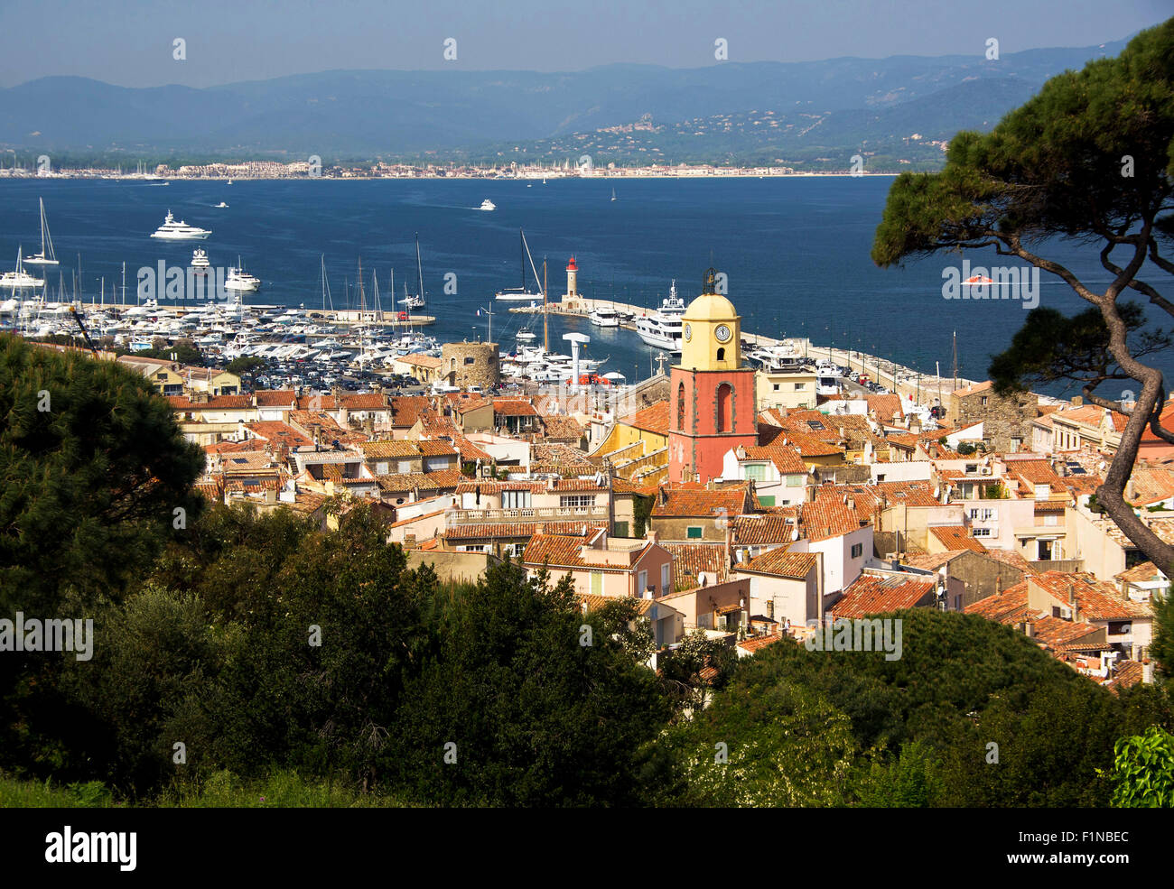 View of the Clock Tower in St. Tropez, France.   20 April 2011 Stock Photo