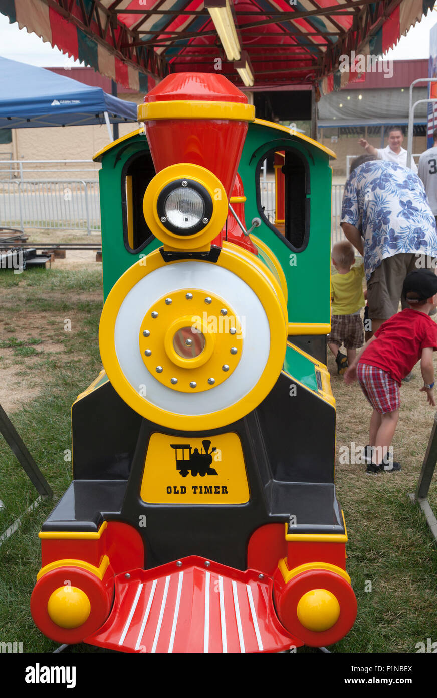 Children's train ride at the Fair, US, 2015. Stock Photo