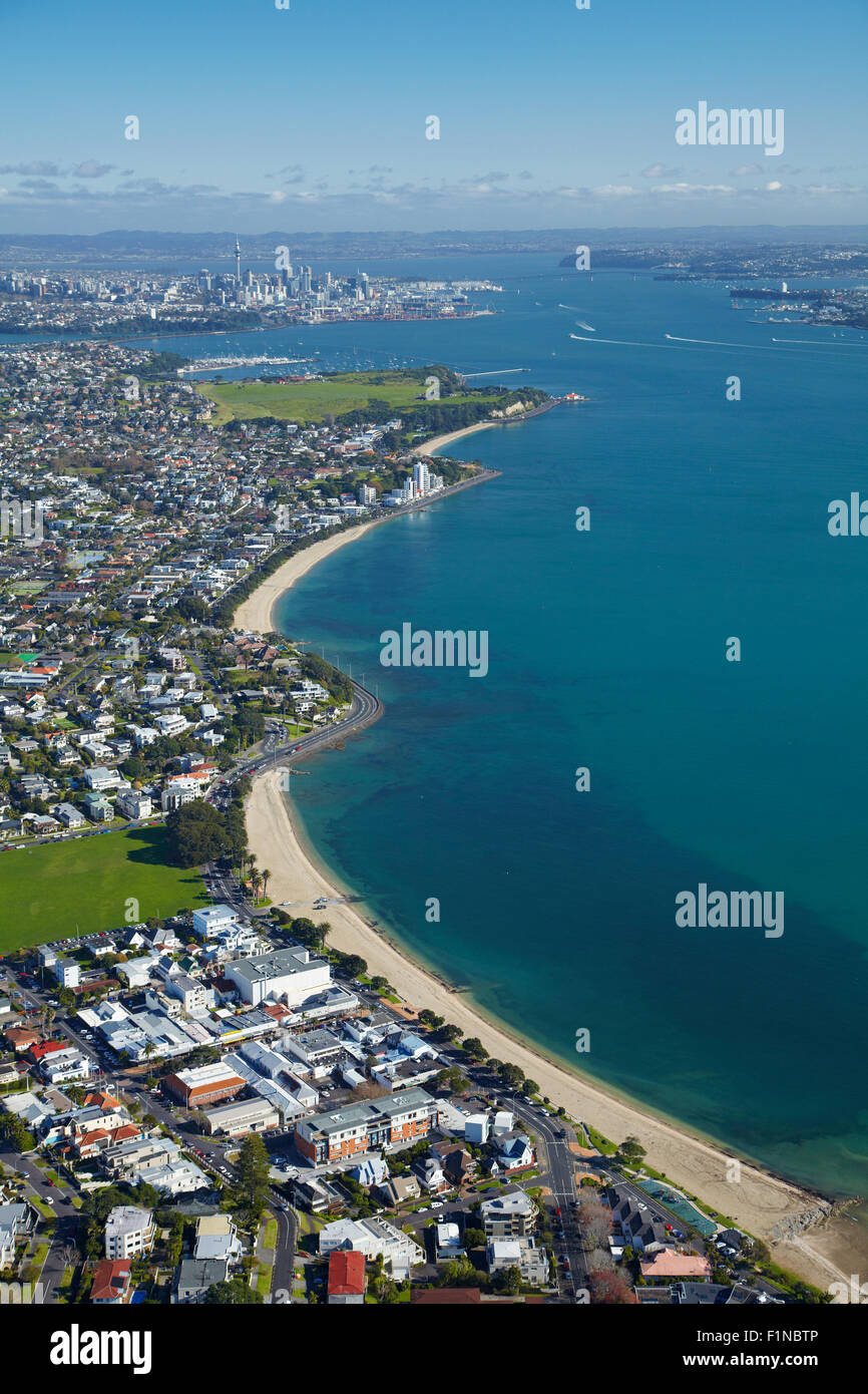 St Heliers Bay, Kohimarama, and Mission Bay, Auckland, North Island, New Zealand - aerial Stock Photo