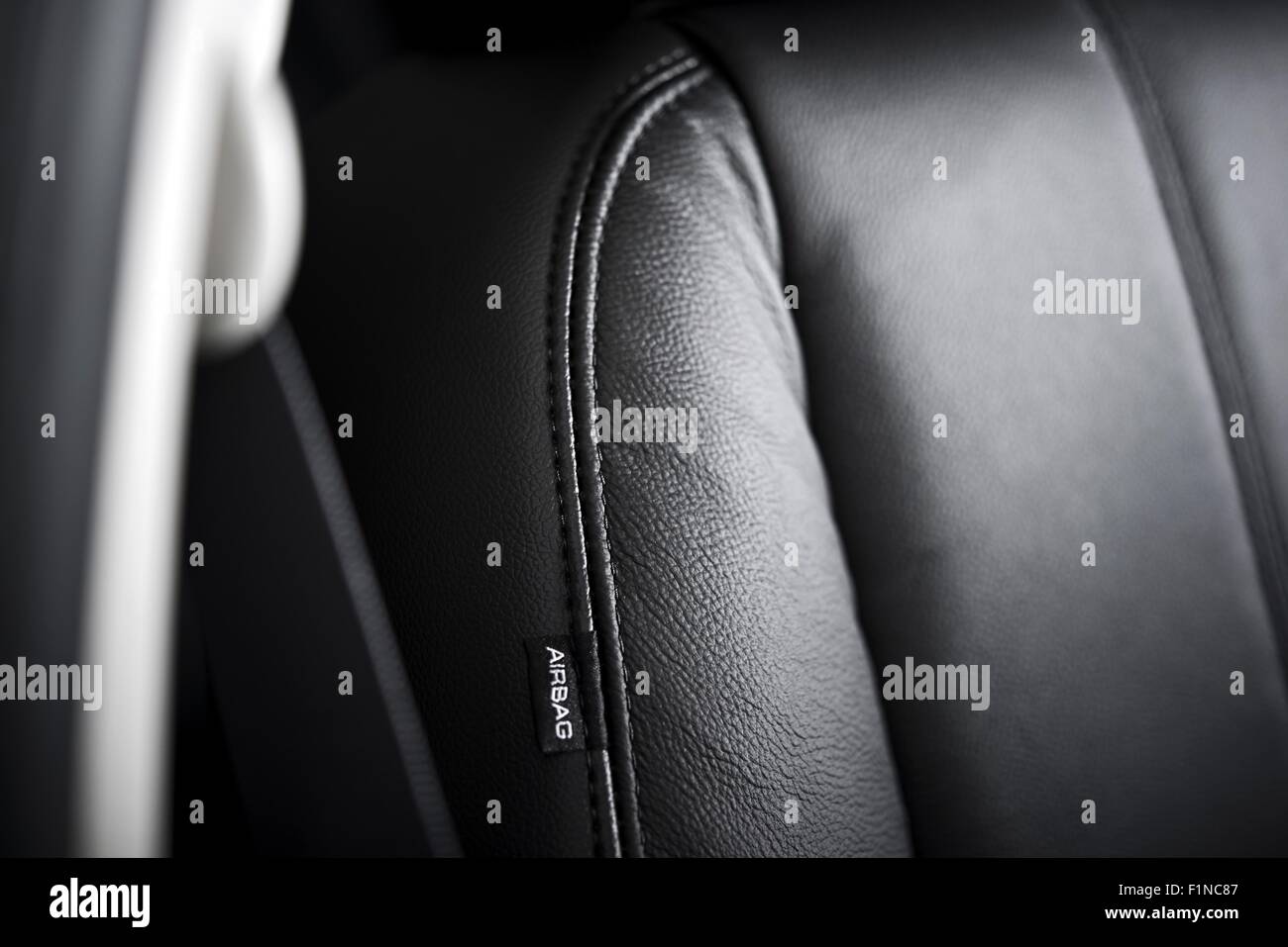 Side Seat Airbag. Transportation Safety Systems. Airbag and Seat Belt Closeup. Studio Photography. Transportation Details Photog Stock Photo