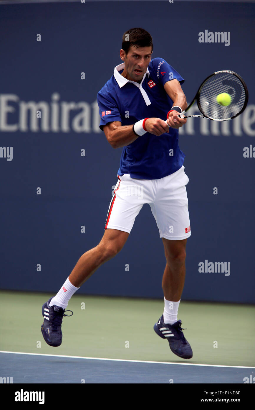 New York, USA. 4th September, 2015. Novak Djokovic during his third round match against Andreas Seppi of Italy at the U.S. Open in Flushing Meadows, New York on September 4th, 2015. Credit:  Adam Stoltman/Alamy Live News Stock Photo