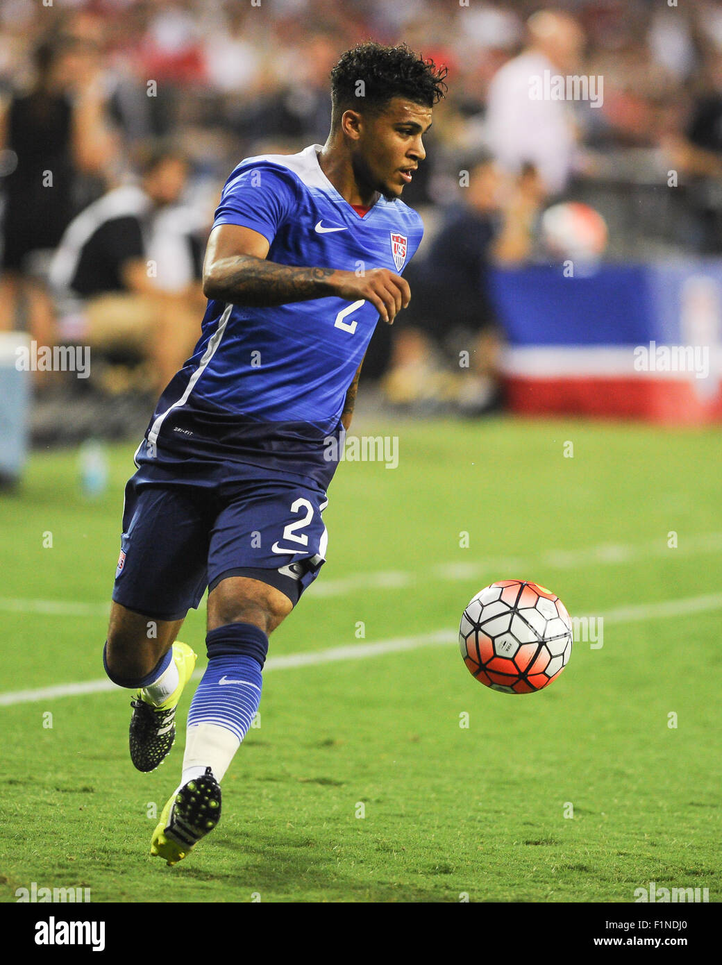 Washington, D.C, USA. 4th Sep, 2015. DEANDRE YEDLIN of the USA controls the ball during an international friendly between the United States and Peru at RFK Stadium in Washington, DC. Credit:  Kyle Gustafson/ZUMA Wire/Alamy Live News Stock Photo